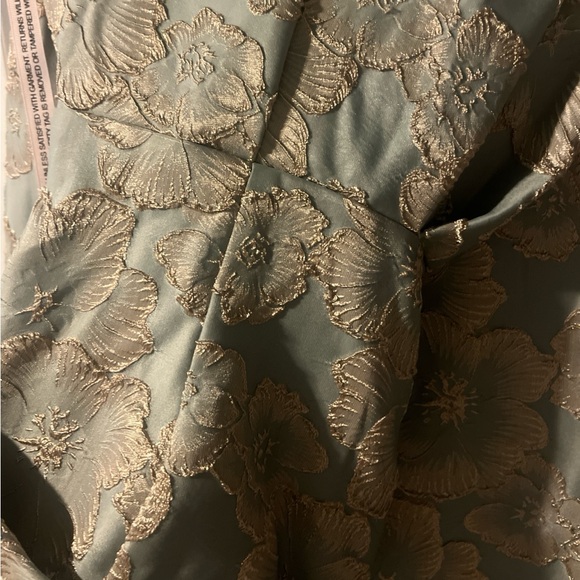 Azazie Florentine Strapless Floral Gown in Blue and Gold 10 floor length - Picture 7 of 9